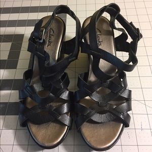 Black Clarks bendable sandals size 7